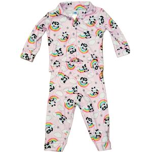 Mon Petit Baby Girl Panda and Rainbow LS 2-Piece Pajamas - NWT